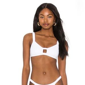 VITAMIN A Lennon Bikini Top in White EcoLux Size M NWT